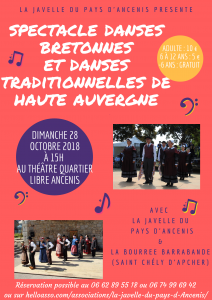 Spectacle de danses bretonnes et danses traditionnelles de Haute-Auvergne @ Théâtre Quartier Libre | Ancenis | Pays de la Loire | France