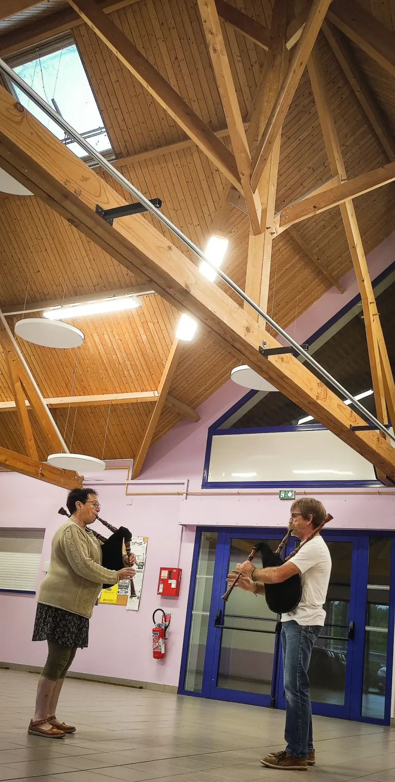 Les sonneurs de l’atelier veuze de la Javelle du Pays d’Ancenis en répétition