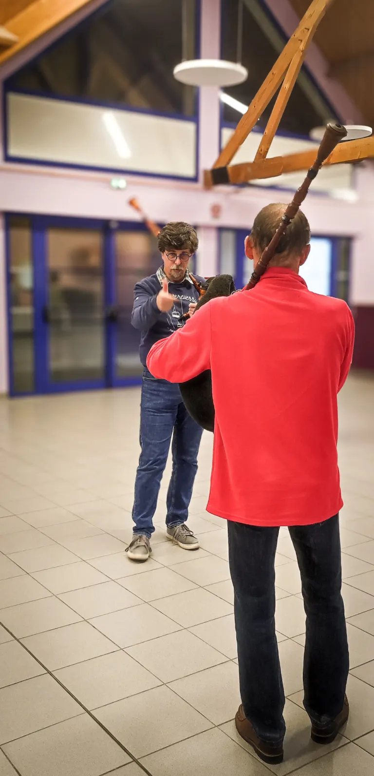 Les sonneurs de l’atelier veuze de la Javelle du Pays d’Ancenis en répétition
